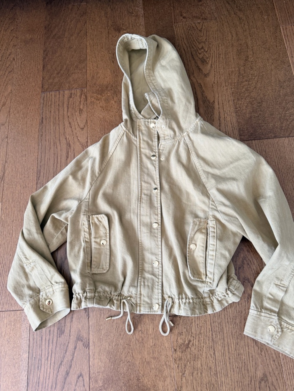 Zara Beige Utility Hooded Jacket